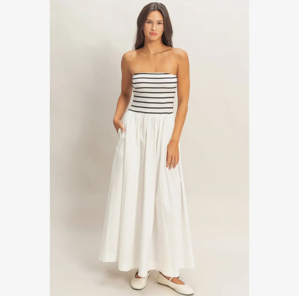 Flowy Midi Dress- Striped
