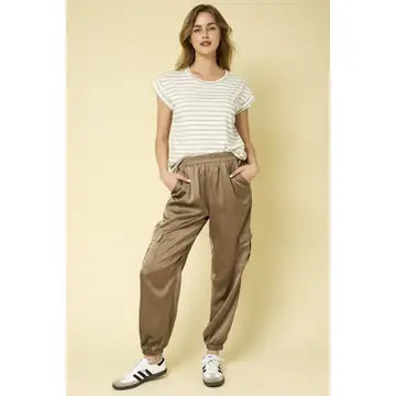 Satin Cargo Joggers