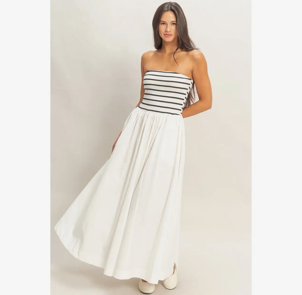 Flowy Midi Dress- Striped