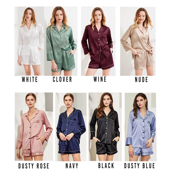 Satin Long Sleeve Bridesmaid Pajamas, Sorority Pajamas, Pajama Set