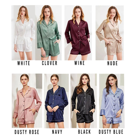 Satin Long Sleeve Bridesmaid Pajamas, Sorority Pajamas, Pajama Set