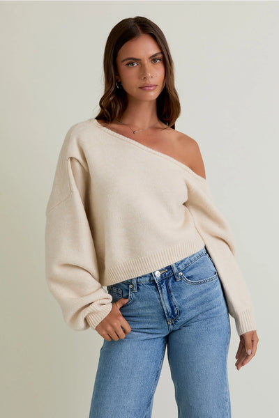 Asymmetrical Shoulder Sweater Top