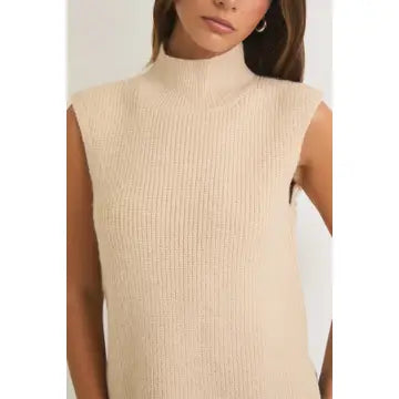 High Neck Sleeveless Sweater Top