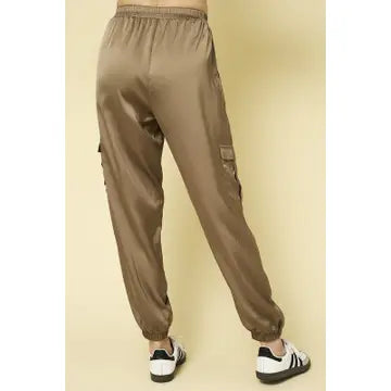 Satin Cargo Joggers