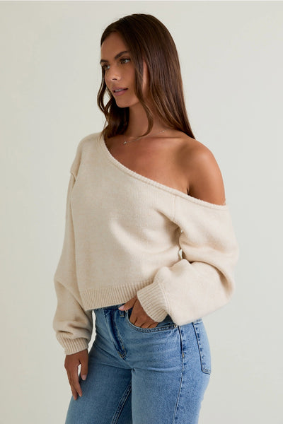 Asymmetrical Shoulder Sweater Top