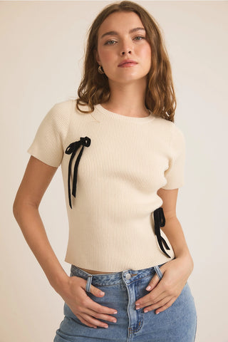 Bow Ribbed Top
