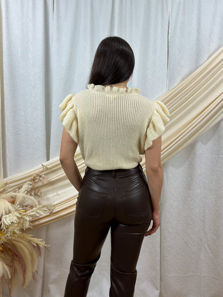 Faux Leather Straight Leg Pants