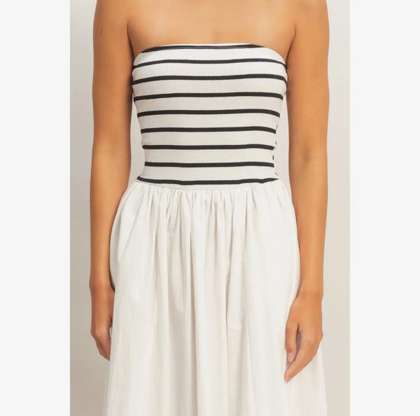 Flowy Midi Dress- Striped