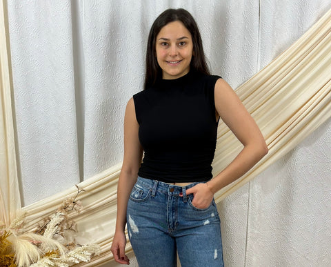 Mock Neck Cropped Top