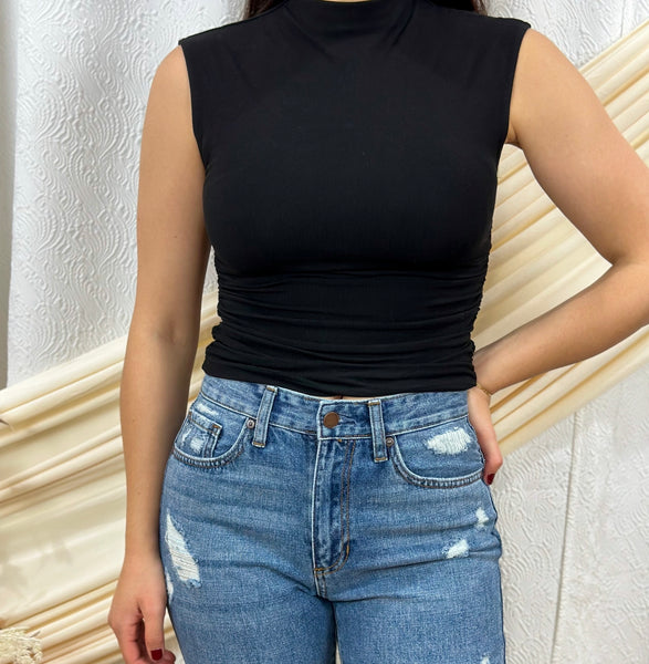 Mock Neck Cropped Top