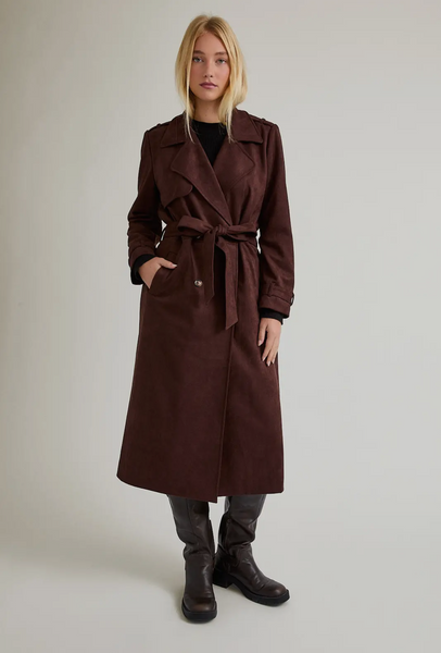 Suede Long Trench Coat