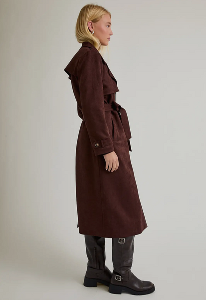 Suede Long Trench Coat