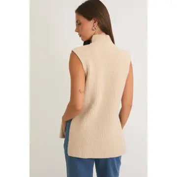High Neck Sleeveless Sweater Top