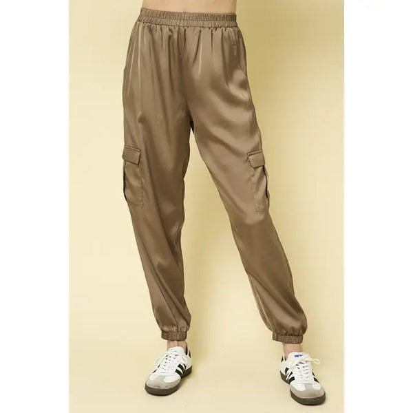 Satin Cargo Joggers
