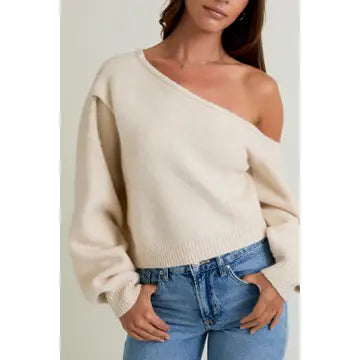 Asymmetrical Shoulder Sweater Top