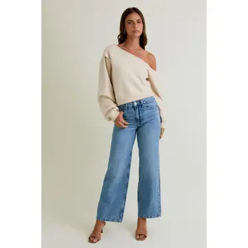 Asymmetrical Shoulder Sweater Top