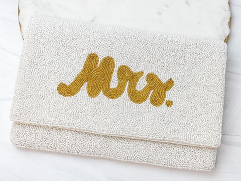 Beaded Mrs Clutch with Chain