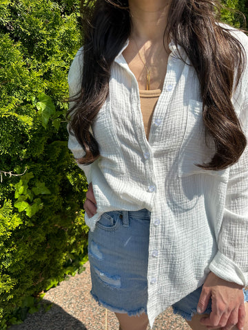Oversized Gauze Button Down