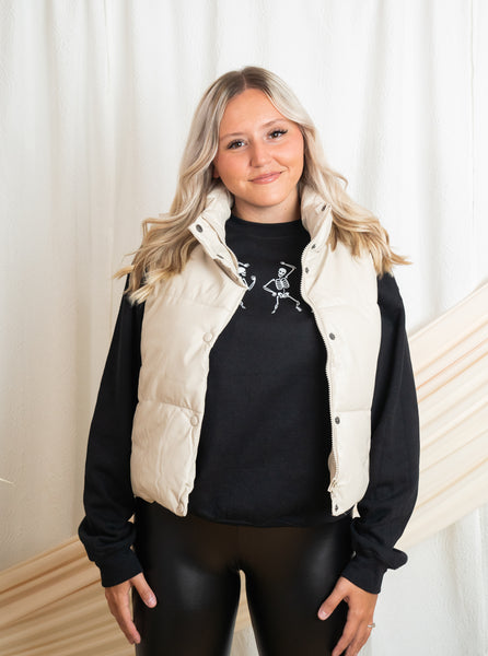 Faux Leather Puffer Vest