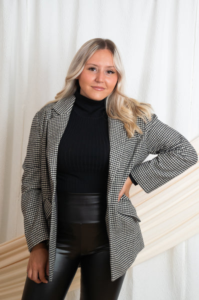 Houndstooth Boyfriend Jacket