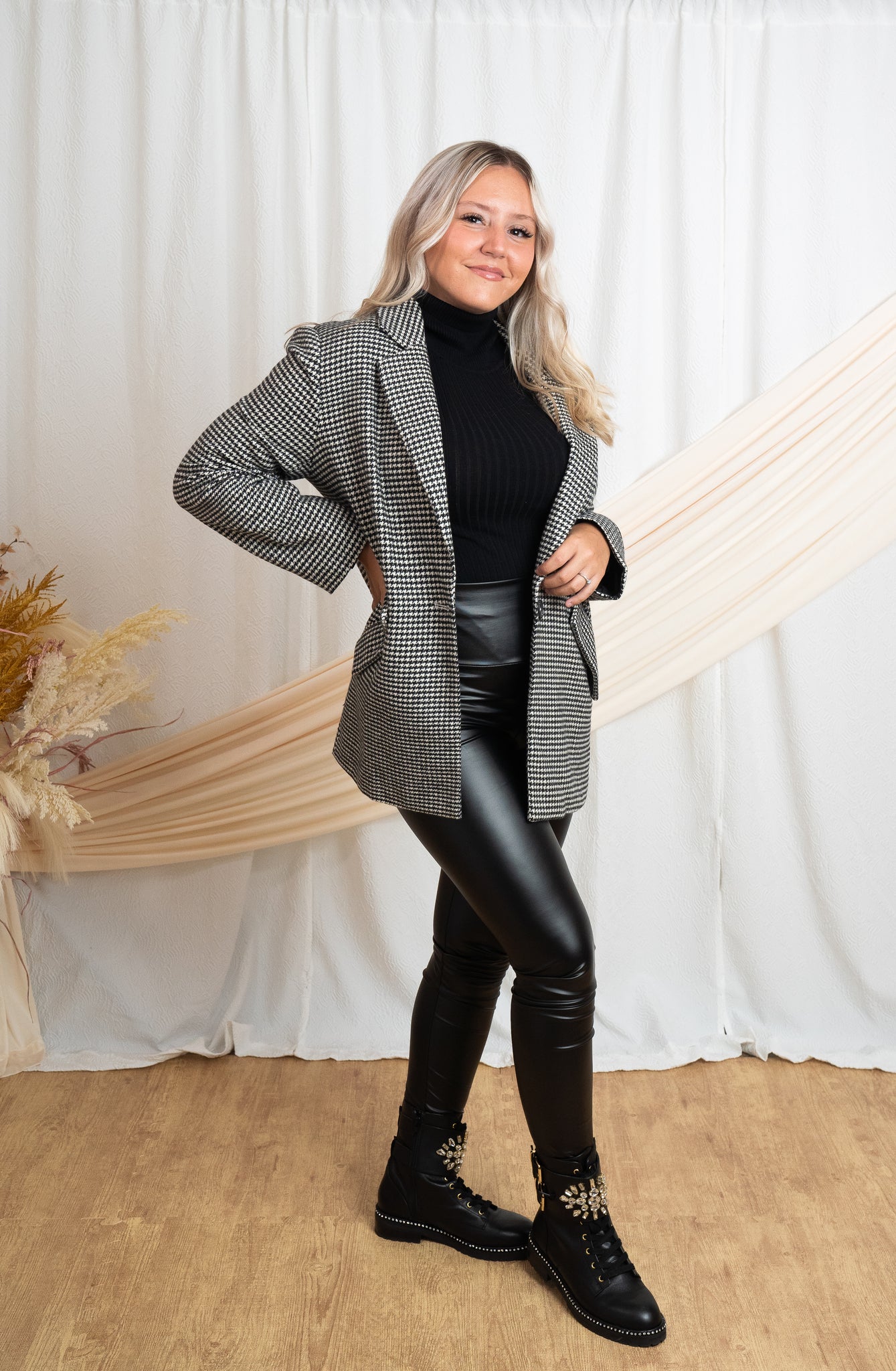 Houndstooth Boyfriend Jacket