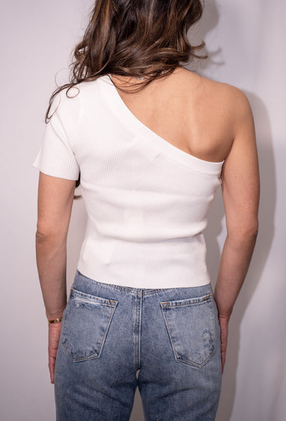 One Shoulder Ribbed Top