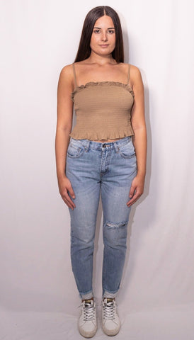 High Waisted Slit Back Jeans