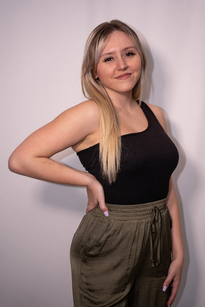 Ribbed One Shoulder Bodysuit