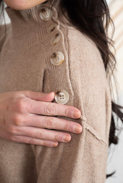 Button Mock Neck Sweater