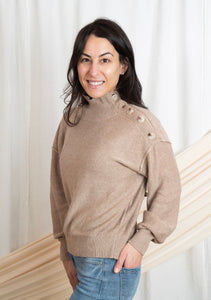 Button Mock Neck Sweater