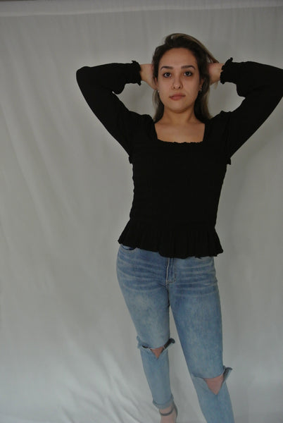 Smocked Long Sleeve Top
