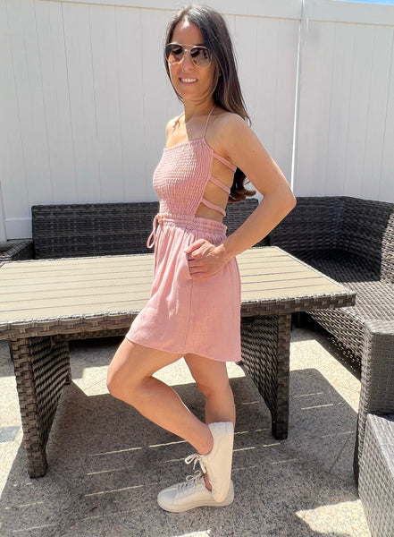 Smocked Open Back Romper
