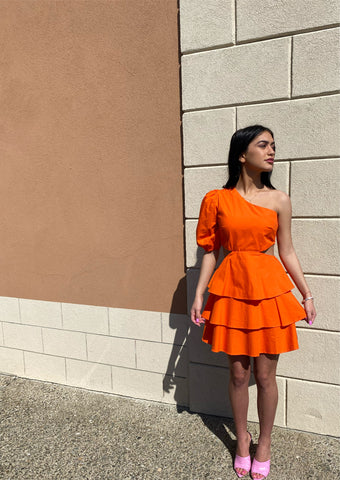 One Shoulder Cut Out Mini Dress