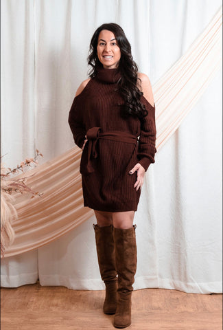 Cold Shoulder Sweater Dress