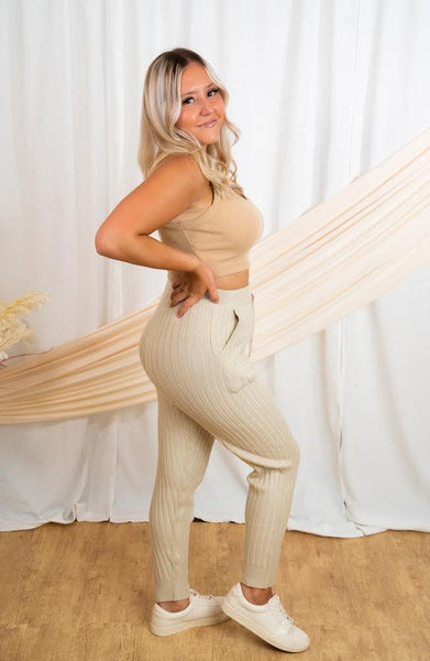 Ribbed Knit Jogger Pants