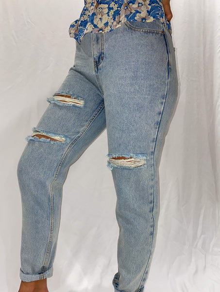 Ripped High Waisted Mom Jeans